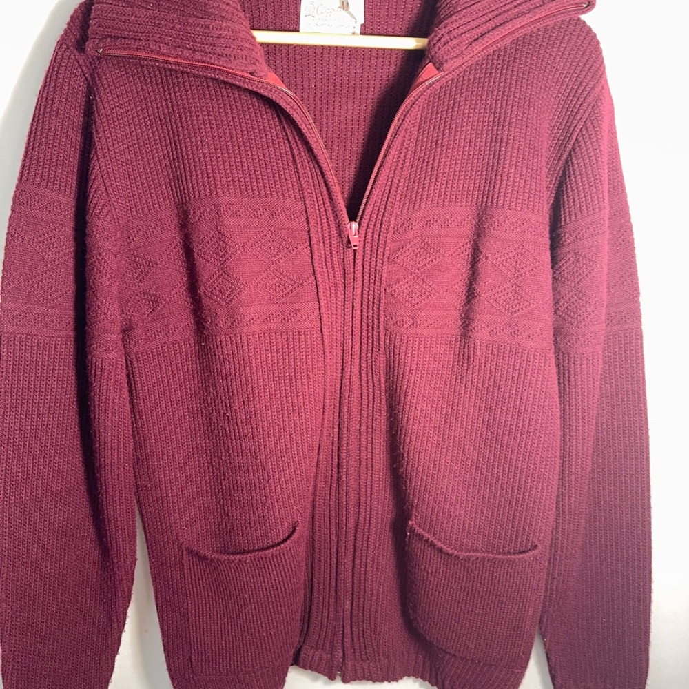 Vintage Clipper Mist Maroon Knit Sweater Cardigan Men’s Medium